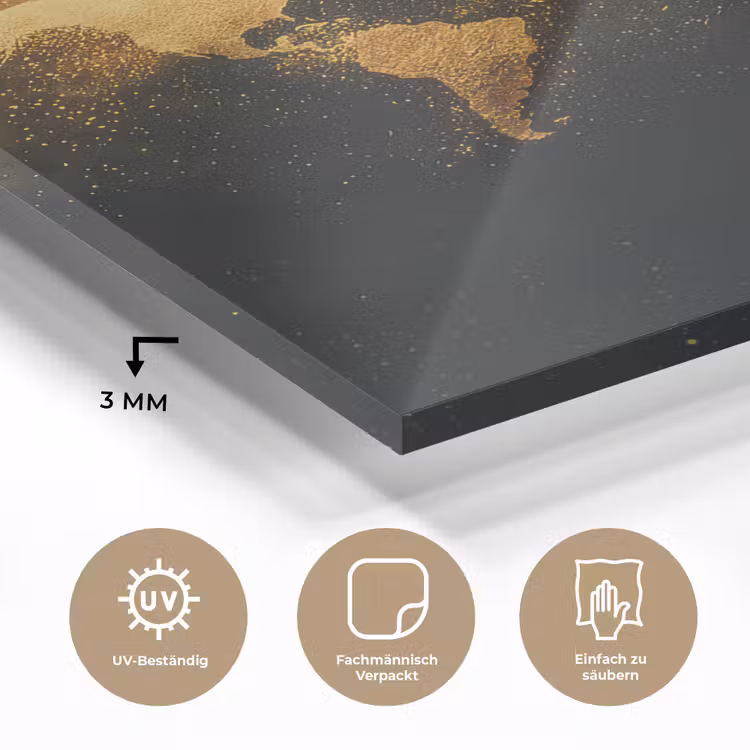 Wereldkaart - Sterrenbeelden - Gouden stippen plexiglas 5mm klein -wsfeer2_DE