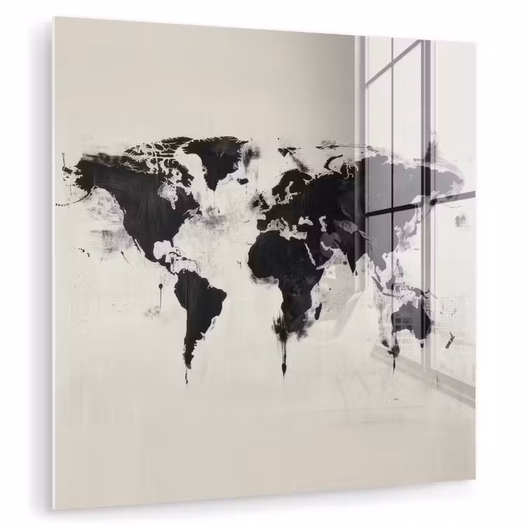 Wereldkaart - Textuur - Verf plexiglas 5mm klein -zzzproduct_nieuw