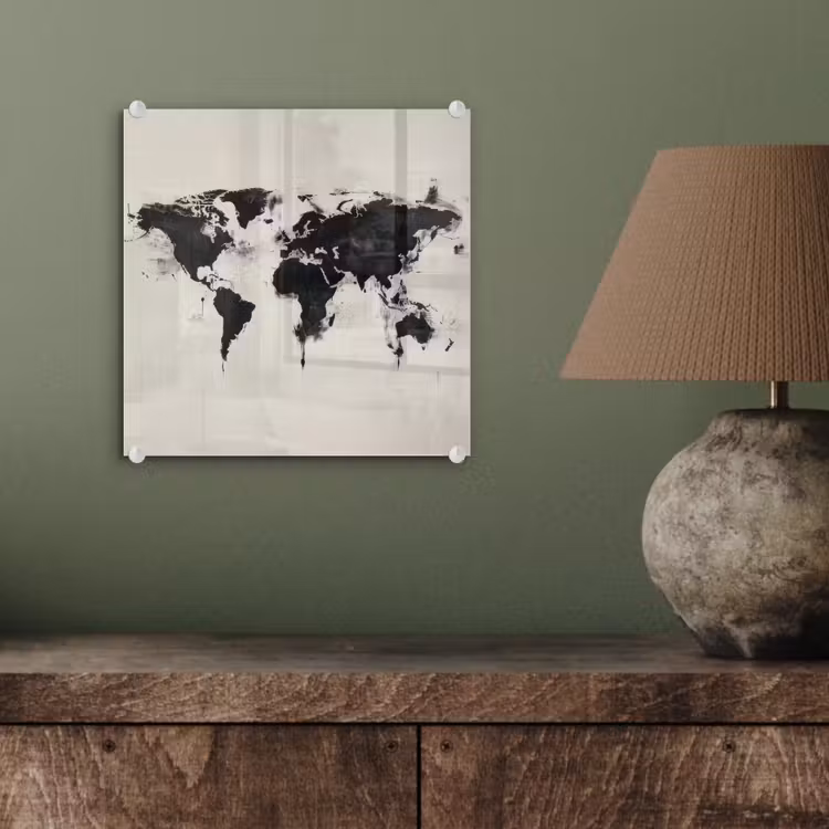 Wereldkaart - Textuur - Verf plexiglas 5mm klein -sfeer3