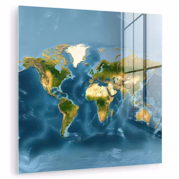 Wereldkaart - Topografisch reliëf plexiglas 5mm klein -zzzproduct_nieuw
