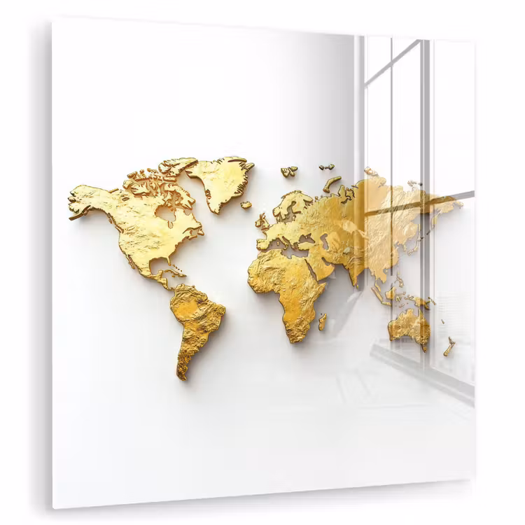 Wereldkaart - Volumineus - Wit plexiglas 5mm klein -zzzproduct_nieuw