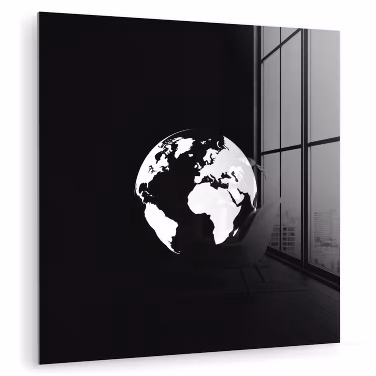 Wereldkaart - Wit - Zwart - Wereldbol plexiglas 5mm klein -zzzproduct_nieuw