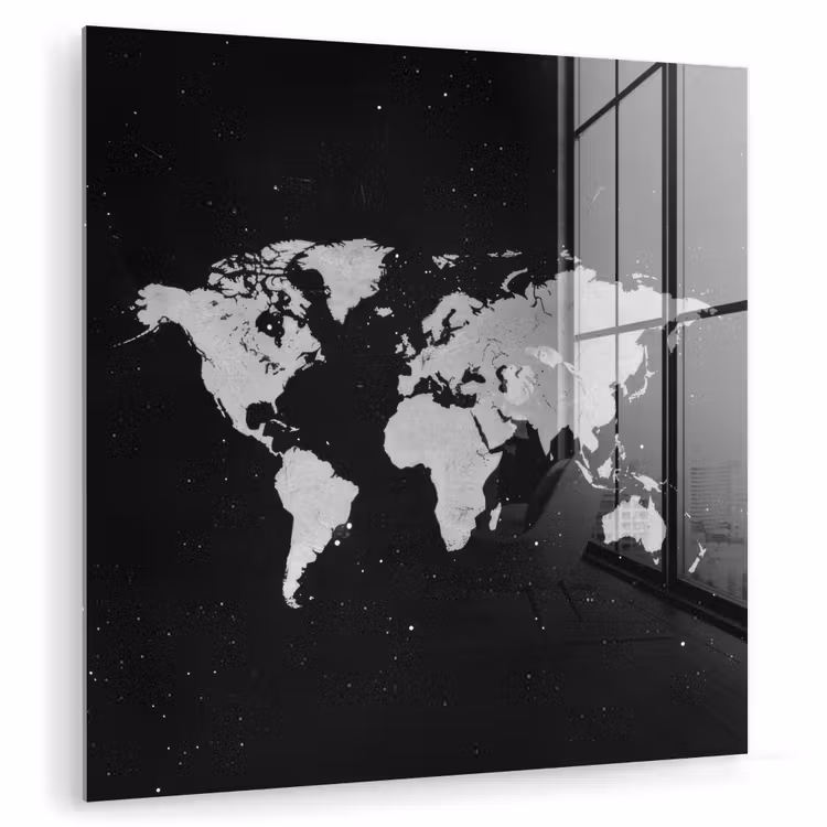 Wereldkaart - Ruimte - Zwart plexiglas 5mm klein -zzzproduct_nieuw