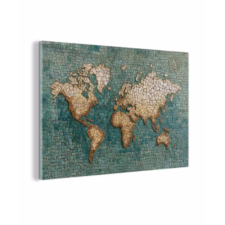 Wereldkaart - Gebroken tegels - Mozaïek plexiglas 5mm klein -zzzproduct_nieuw