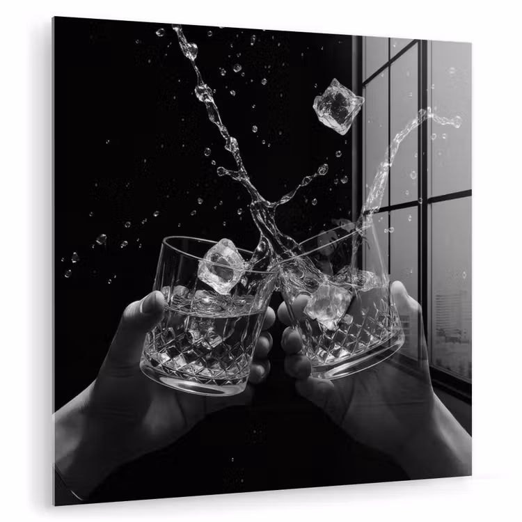 Whickyglazen - Ijs - Spetters - Zwart plexiglas 5mm klein -zzzproduct_nieuw