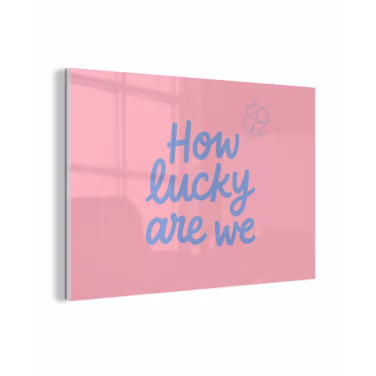 How lucky are we - Klavervier - Roze - Blauw plexiglas 5mm klein -zzzproduct_nieuw