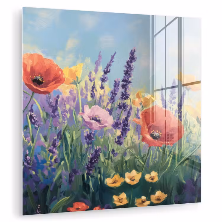 Weide - Bloemen - Kleurrijk plexiglas 5mm klein -zzzproduct_nieuw