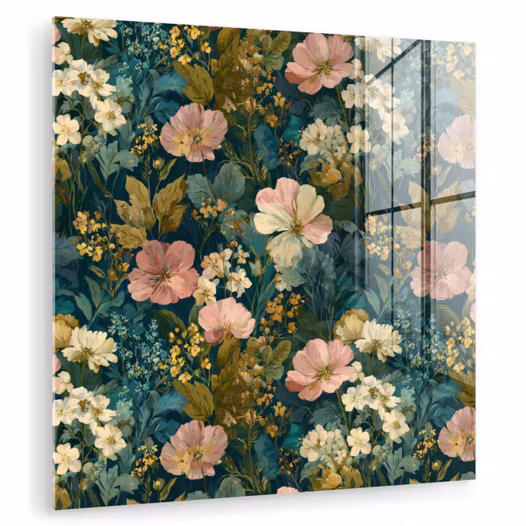 Wilde bloemen - Botanisch - Patroon - Roze - Romantisch plexiglas 5mm klein 11 -zzzproduct_nieuw