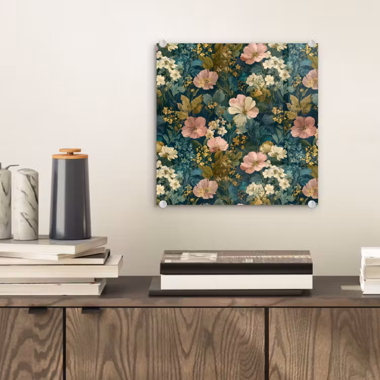 Wilde bloemen - Botanisch - Patroon - Roze - Romantisch plexiglas 5mm klein 11 -sfeer1