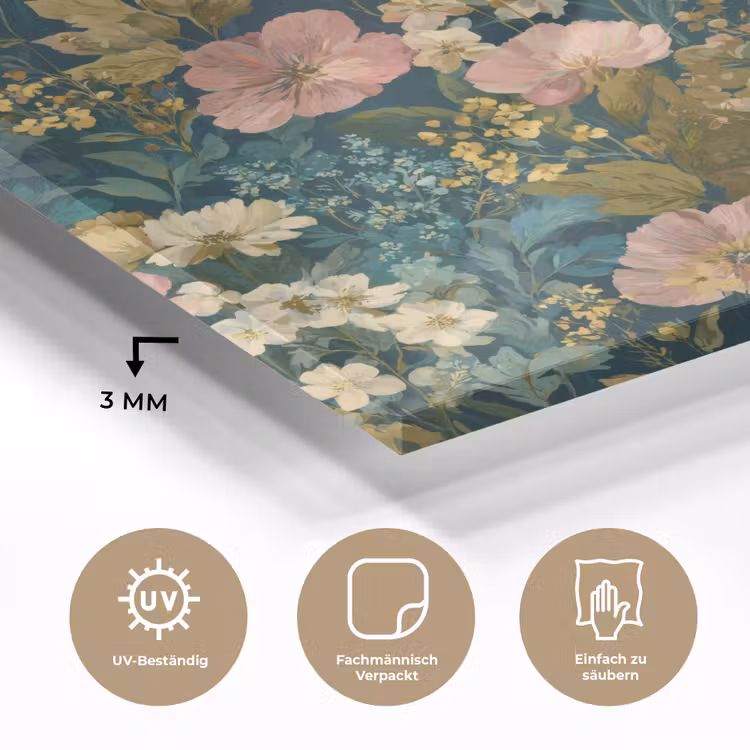 Wilde bloemen - Botanisch - Patroon - Roze - Romantisch plexiglas 5mm klein 11 -wsfeer2_DE