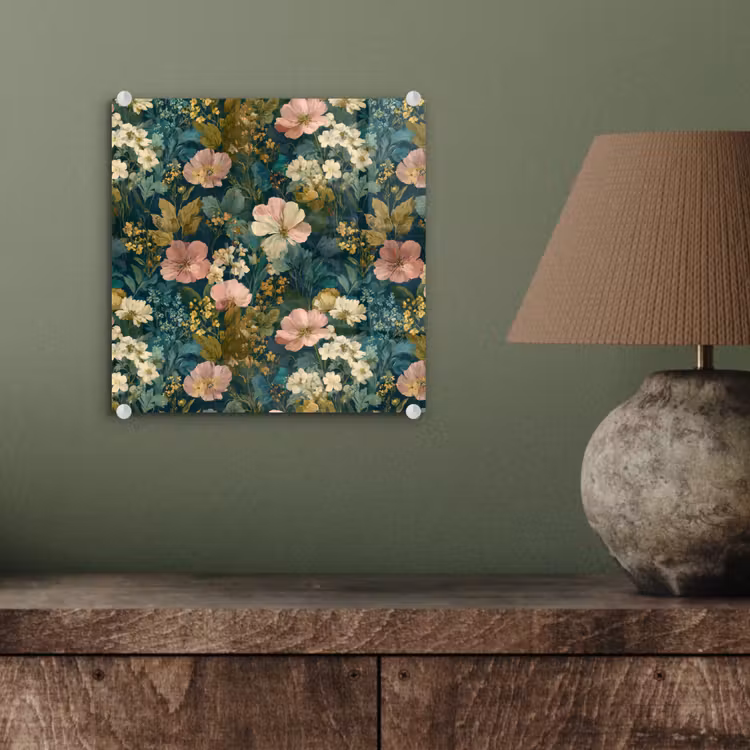 Wilde bloemen - Botanisch - Patroon - Roze - Romantisch plexiglas 5mm klein 11 -sfeer3