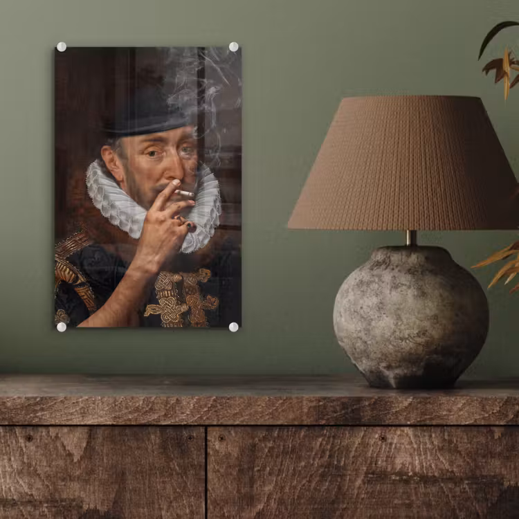 Willem van Oranje - Adriaen Thomasz - Sigaretten - Rook plexiglas 5mm klein -sfeer3