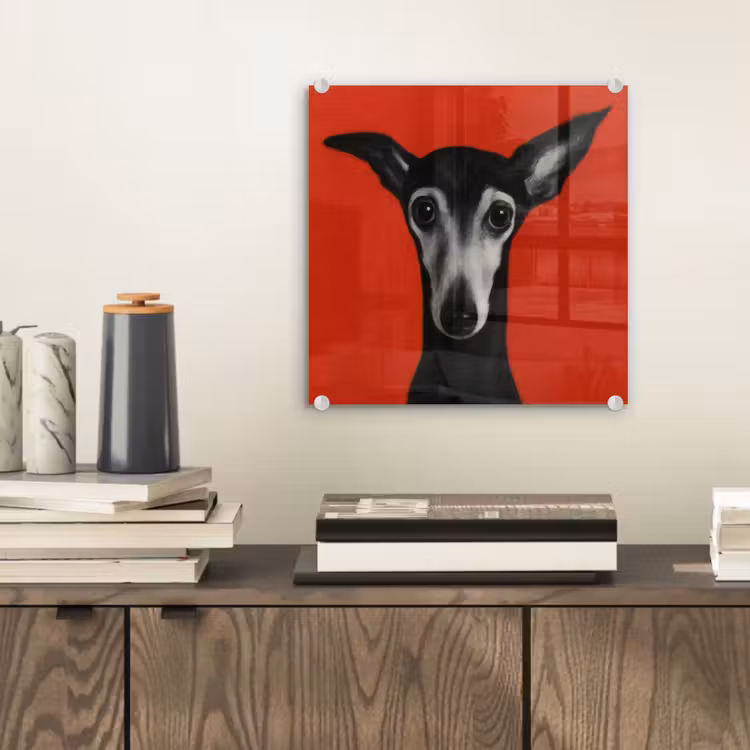 Windhond - Minimalistisch - Rood plexiglas 5mm klein -sfeer1