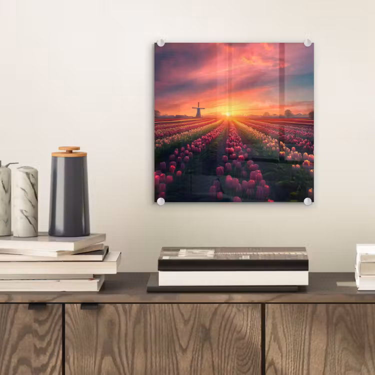 Windmolen - Zonsondergang - Landschap plexiglas 5mm klein -sfeer1