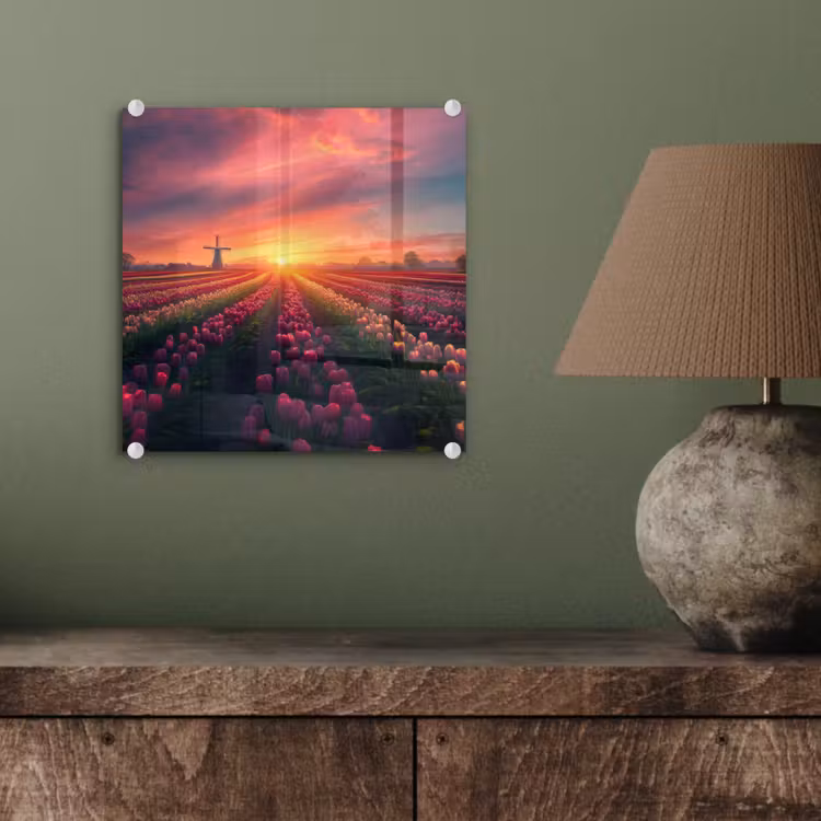 Windmolen - Zonsondergang - Landschap plexiglas 5mm klein -sfeer3