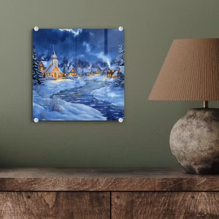 Winteravond - Kerstdorp - Donker plexiglas 5mm klein -sfeer3