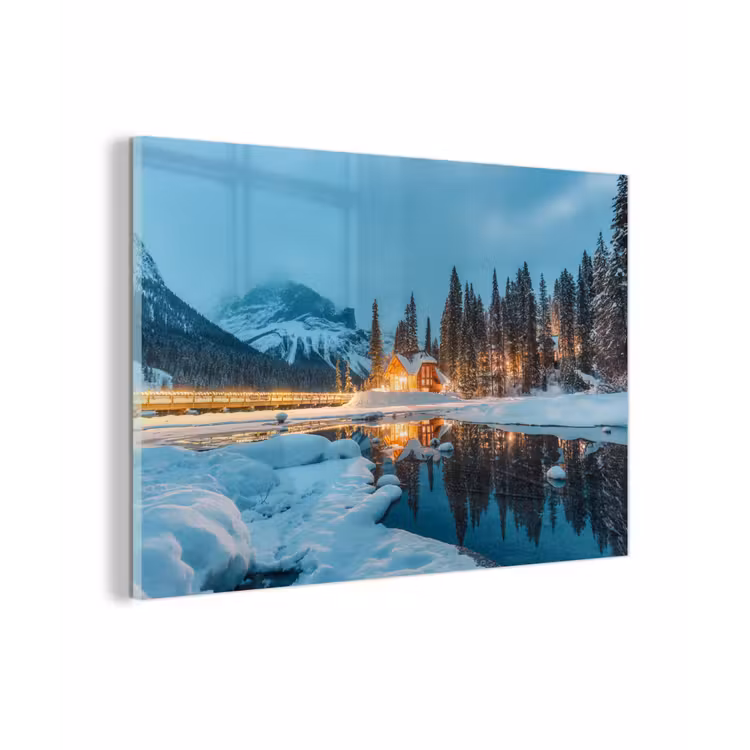 Winterlandschap - Natuur - Huis - Bergen - Sneeuw plexiglas 5mm klein -zzzproduct_nieuw
