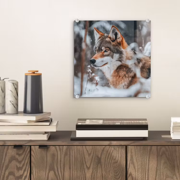Wolf - Sneeuw - Winter - Dieren - Natuur - Sneeuw plexiglas 5mm klein -sfeer1