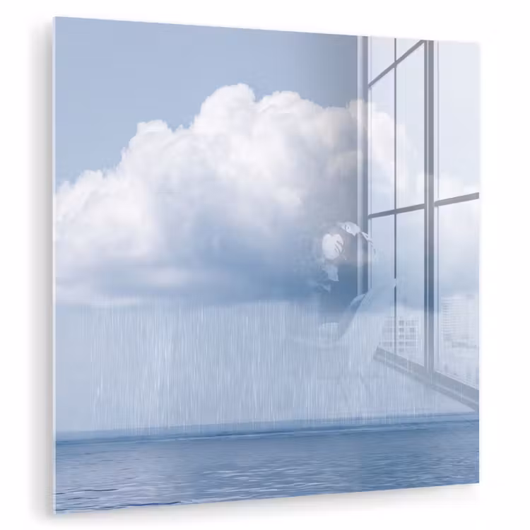 Glasbild - Wolke – Regen – Natur - Wolk - Regen - Natuur plexiglas 5mm klein