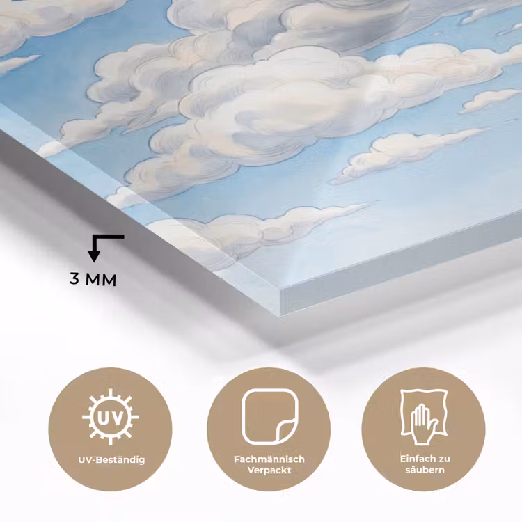 Wolken - Blauwe lucht - Natuur - Modern - Wit plexiglas 5mm klein -wsfeer2_DE