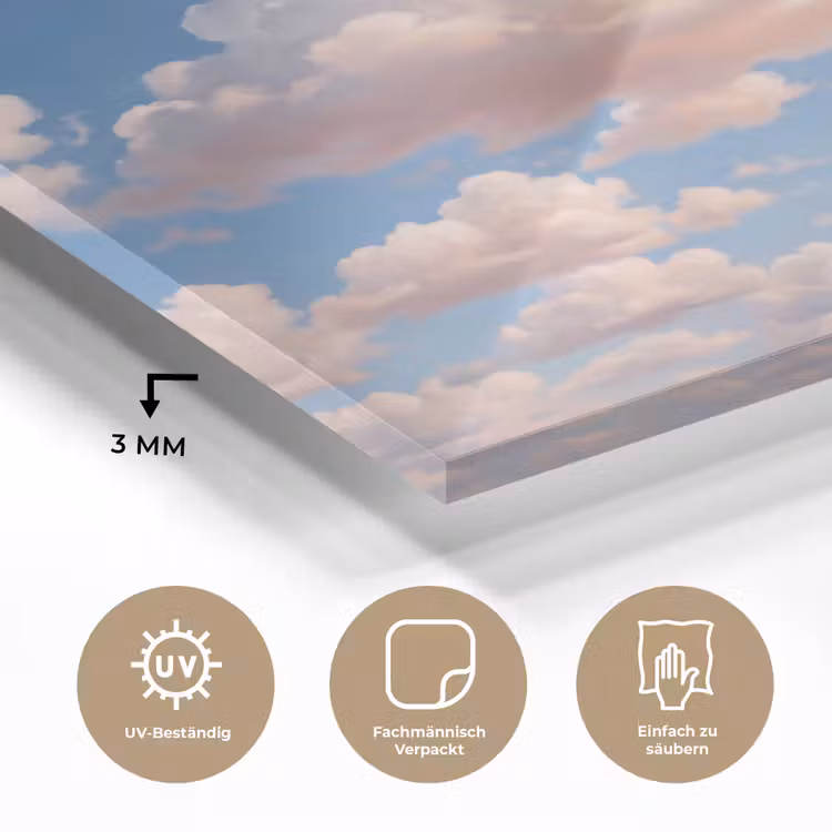 Wolken - Hemel - Natuur - Licht - Blauw plexiglas 5mm klein -wsfeer2_DE