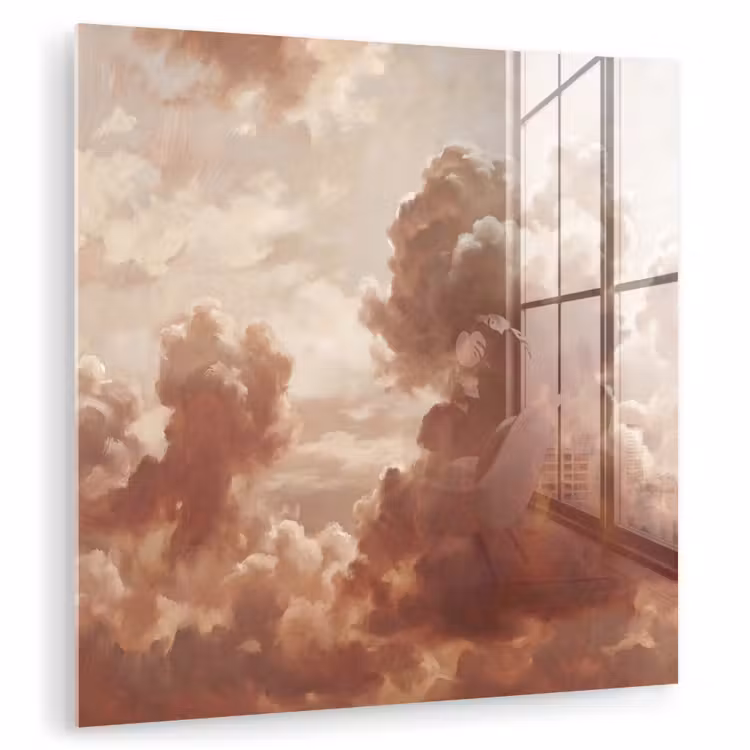 Wolken - Lucht - Natuur - Modern - Bruin plexiglas 5mm klein -zzzproduct_nieuw