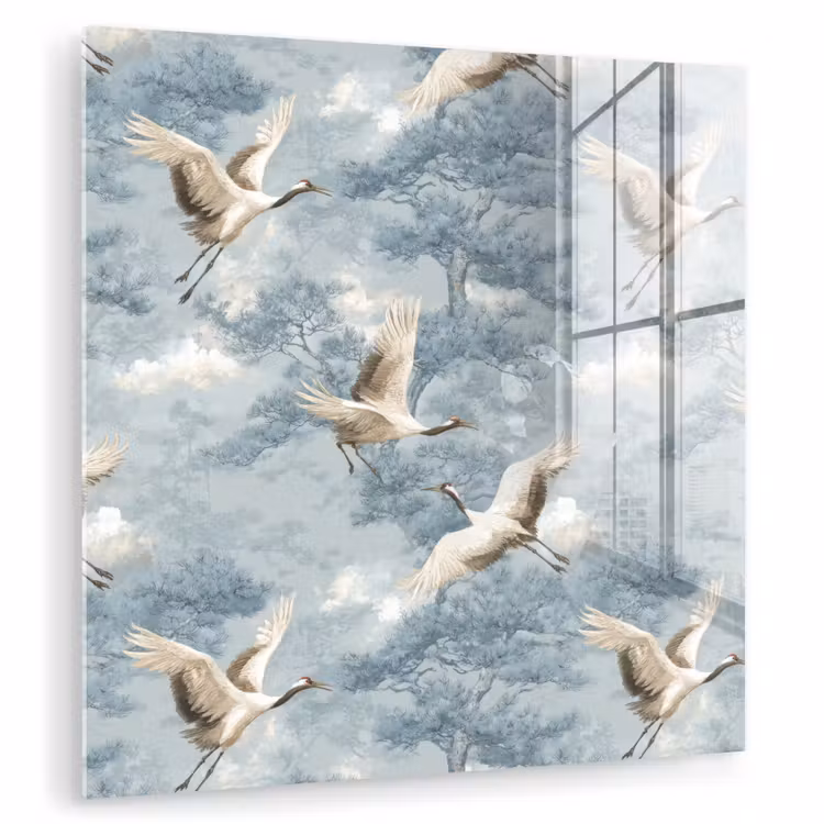 Wolken - Kraanvogels - Blauw plexiglas 5mm klein 11 -zzzproduct_nieuw