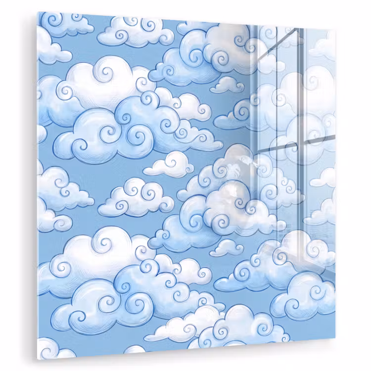 Wolken - Patroon - Hemel - Illustratie - Wit plexiglas 5mm klein -zzzproduct_nieuw