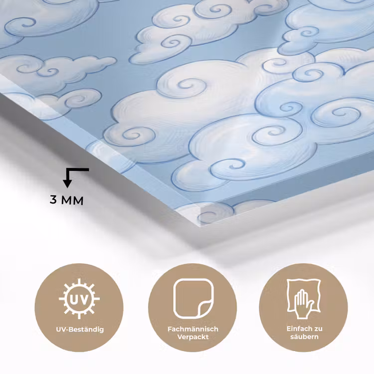 Wolken - Patroon - Hemel - Illustratie - Wit plexiglas 5mm klein -wsfeer2_DE