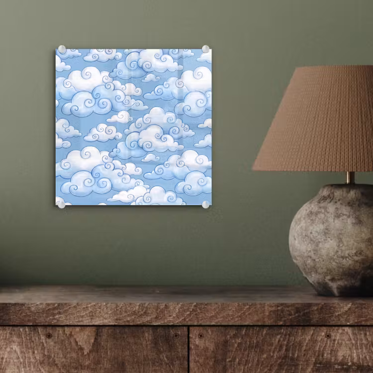 Wolken - Patroon - Hemel - Illustratie - Wit plexiglas 5mm klein -sfeer3