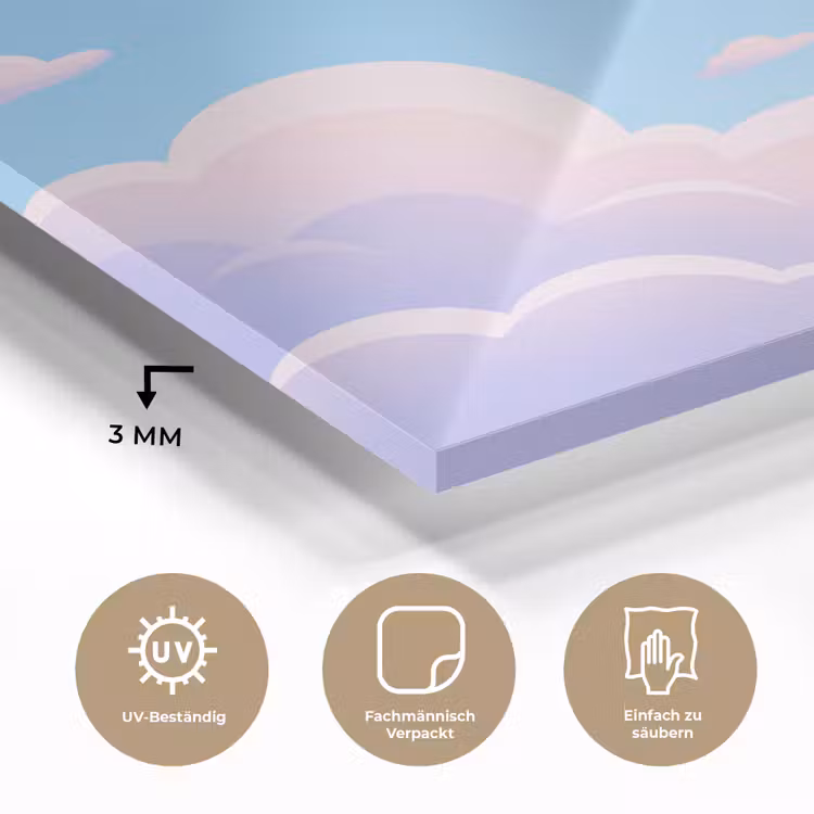 Wolken - Roze - Blauw - Natuur - Modern plexiglas 5mm klein -wsfeer2_DE