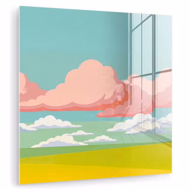 Wolken - Roze - Natuur - Modern - Pastel plexiglas 5mm klein -zzzproduct_nieuw