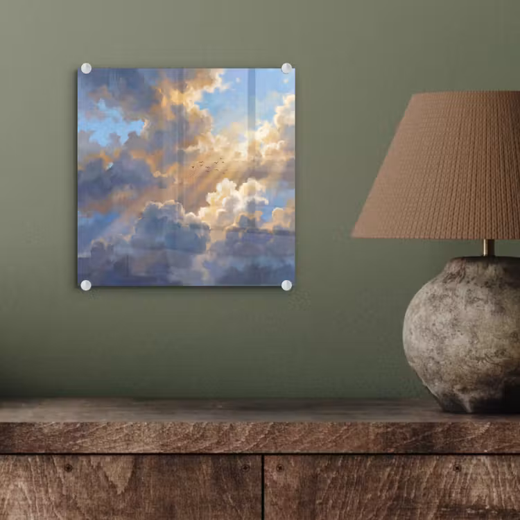 Wolken - Zonnestralen - Natuur - Abstract - Blauw plexiglas 5mm klein -sfeer3