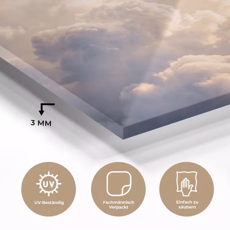 Wolken - Zonnestralen - Natuur - Wit plexiglas 5mm klein -wsfeer2_DE