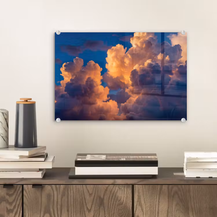 Wolken - Zonsondergang - Natuur - Oranje - Blauw plexiglas 5mm klein -sfeer1
