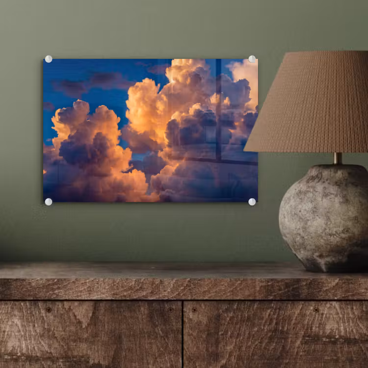 Wolken - Zonsondergang - Natuur - Oranje - Blauw plexiglas 5mm klein -wsfeer2_DE