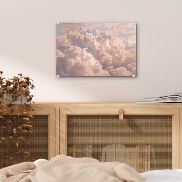 Wolken - Zonsondergang - Natuur - Pastel - Roze plexiglas 5mm klein -sfeer3