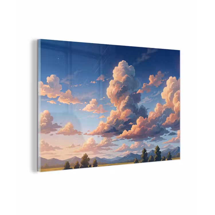 Wolken - Daghemel - Natuur - Illustratie - Oranje plexiglas 5mm klein -zzzproduct_nieuw