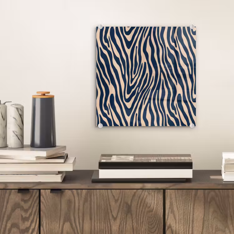 Zebra - Patroon - Blauw - Beige plexiglas 5mm klein 11 -sfeer1