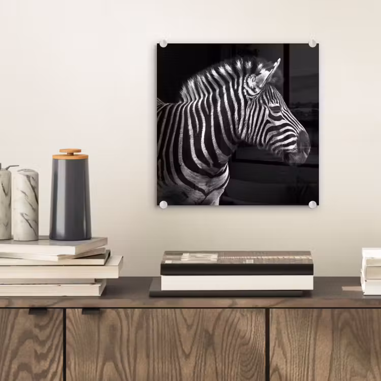 Zebra - Zwart - Wit - Portret - Dieren plexiglas 5mm klein -sfeer1