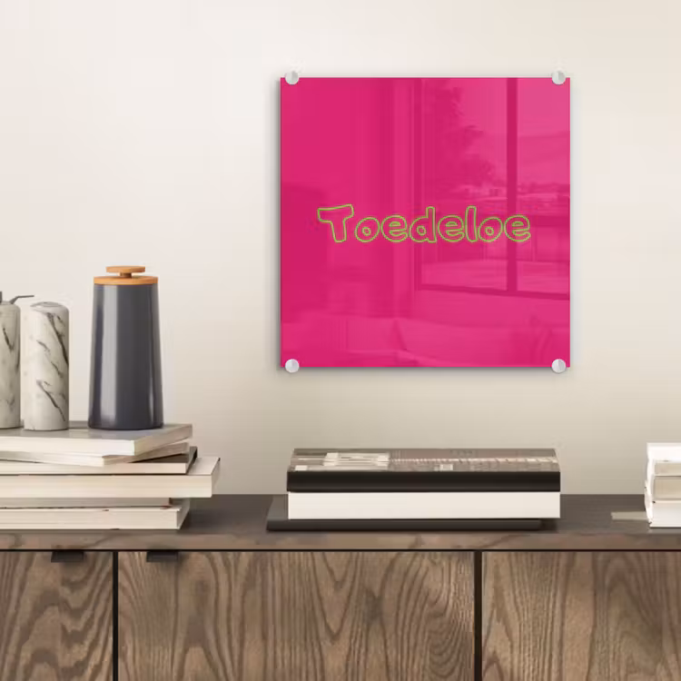 Toedeloe - Groen - Roze plexiglas 5mm klein -sfeer1