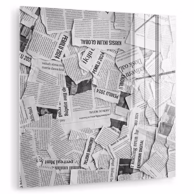 Krant - Versnipperd - Textuur - Zwart-wit - Abstract plexiglas 5mm klein -zzzproduct_nieuw