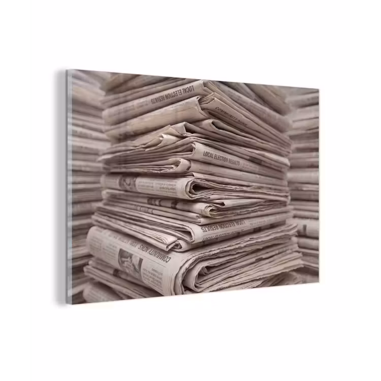 Kranten - Stapel - Nieuws - Vintage - Beige plexiglas 5mm klein -zzzproduct_nieuw