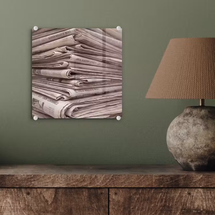 Kranten - Stapel - Nieuws - Vintage - Beige plexiglas 5mm klein -sfeer3