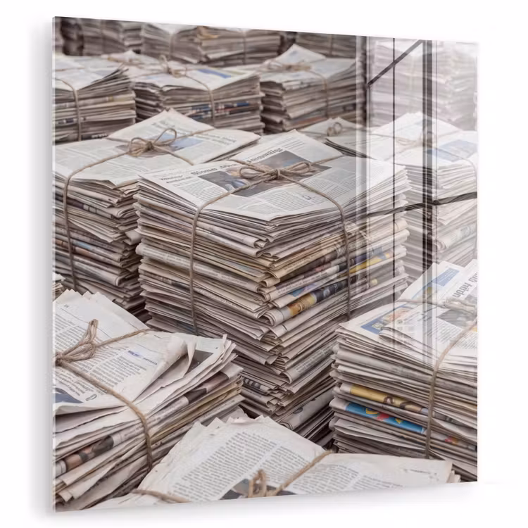 Kranten - Stapels - Touw - Informatie - Vintage plexiglas 5mm klein -zzzproduct_nieuw