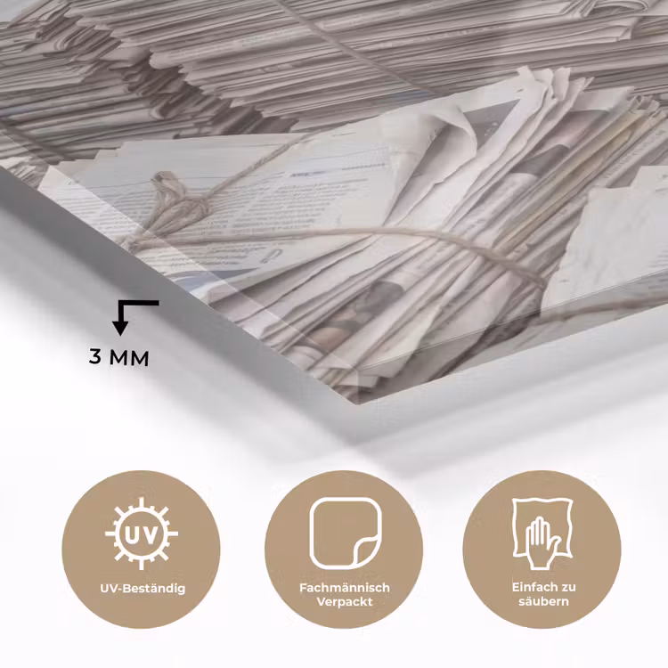 Kranten - Stapels - Touw - Informatie - Vintage plexiglas 5mm klein -wsfeer2_DE
