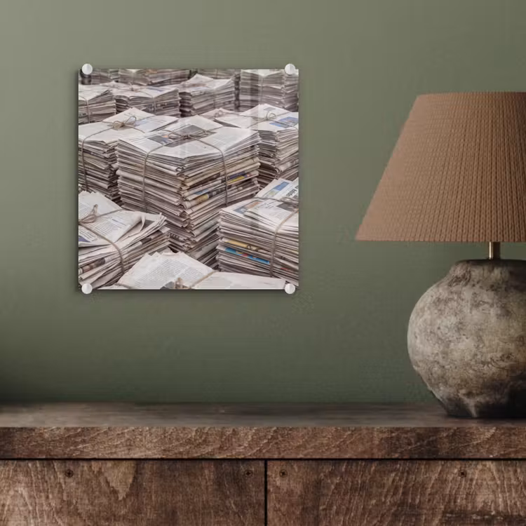 Kranten - Stapels - Touw - Informatie - Vintage plexiglas 5mm klein -sfeer3