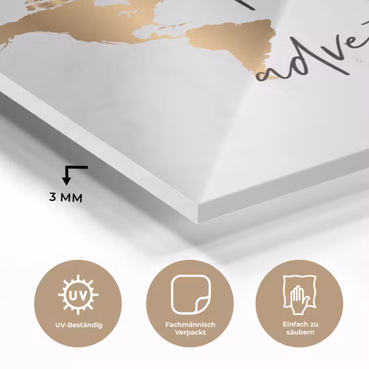 Quote - Goud - Glanzend - Wereldkaart plexiglas 5mm klein -wsfeer2_DE