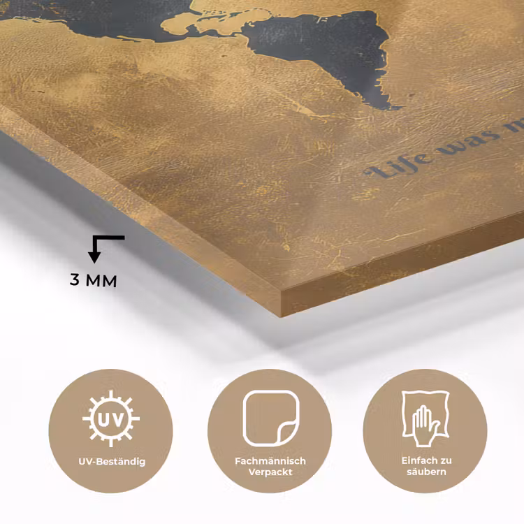 Quote - Goud - Wereldkaart - Zwart plexiglas 5mm klein -wsfeer2_DE
