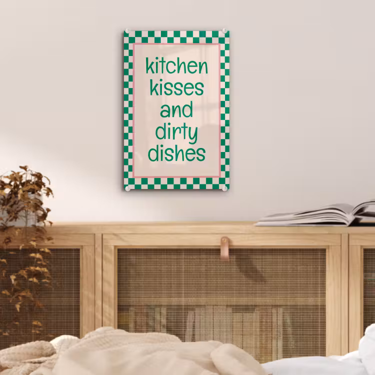 Quote - Groen - Geblokt - Keuken plexiglas 5mm klein -sfeer4